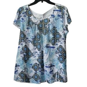 Cato Blue Floral Top Size 14/16W